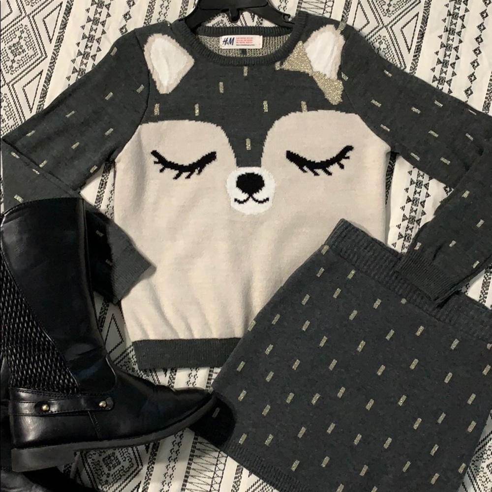 H&M Fox 🦊 2pc Sweater Skirt Set